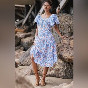 Anthropologie Ro's Garden Jenna Midi Dress L
